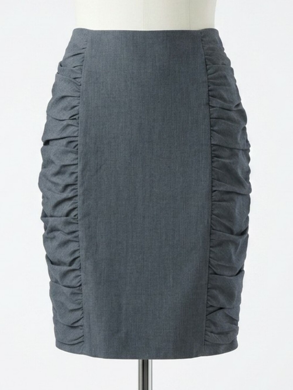 Anthropologie Cartonnier Blue Ruched Pencil Skirt Sleek Workwear Size 4